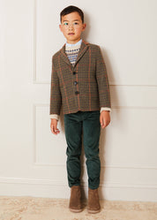 Check Tweed Three Button Blazer Jacket In Brown (4-10yrs) COATS  from Pepa London
