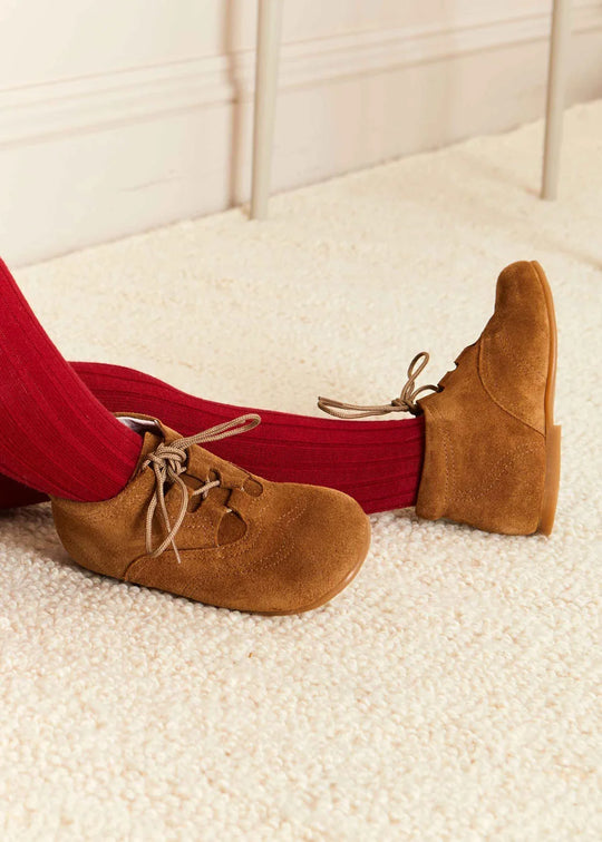 Suede Oxford Baby Booties in Brown (20-24EU) Shoes  from Pepa London