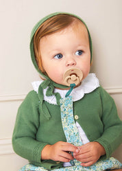 Openwork Knitted Bonnet in Green (S-L) Knitted Accessories  from Pepa London