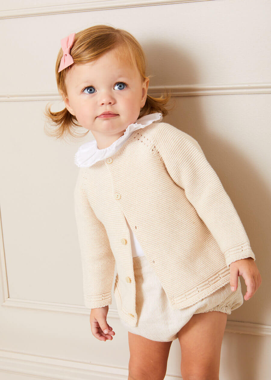 Striped Button Detail Bloomers in Beige (3mths-3yrs) Bloomers from Pepa London