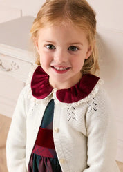 Grosvenor Tartan Lace Detail Velvet Bow Dress in Red (12mths-12yrs) Dresses from Pepa London