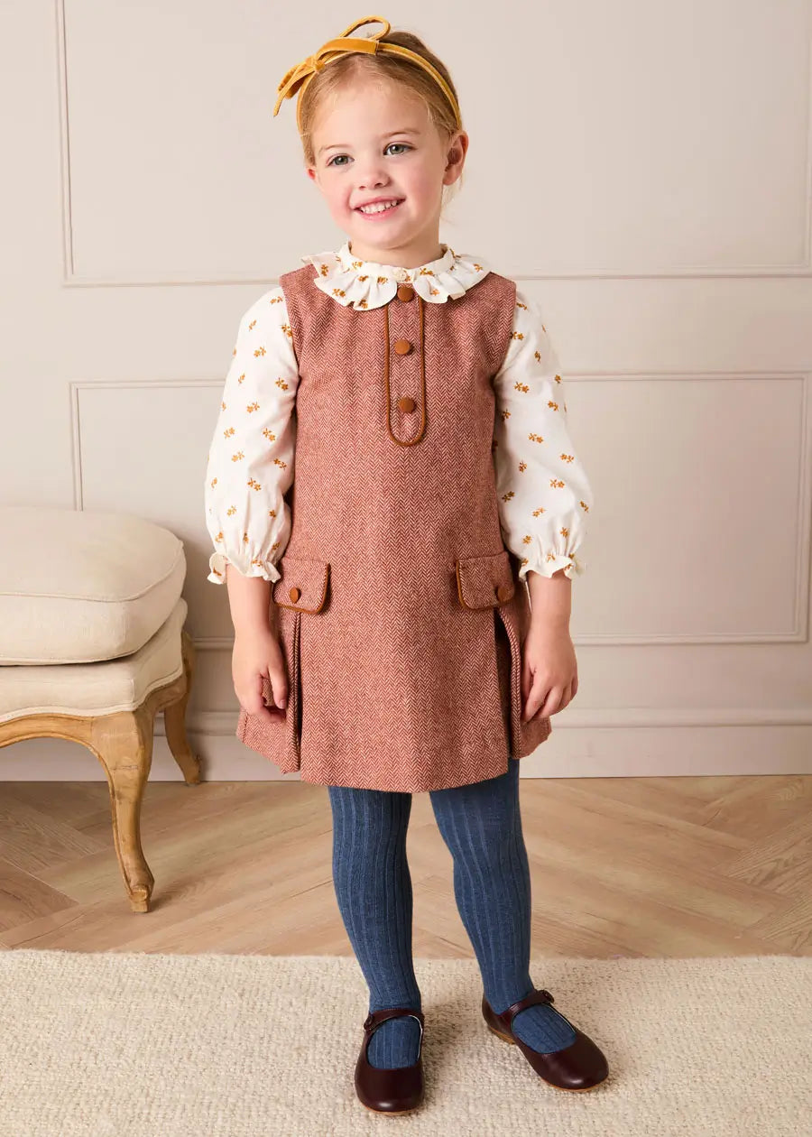 Hattie Floral Embroidered Long Sleeve Blouse in White (2-10yrs) Blouses from Pepa London