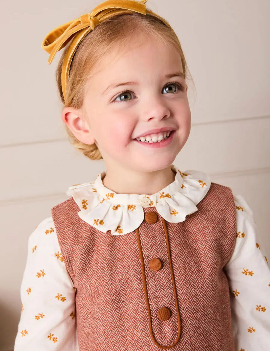 Hattie Floral Embroidered Long Sleeve Blouse in White (2-10yrs) Blouses from Pepa London