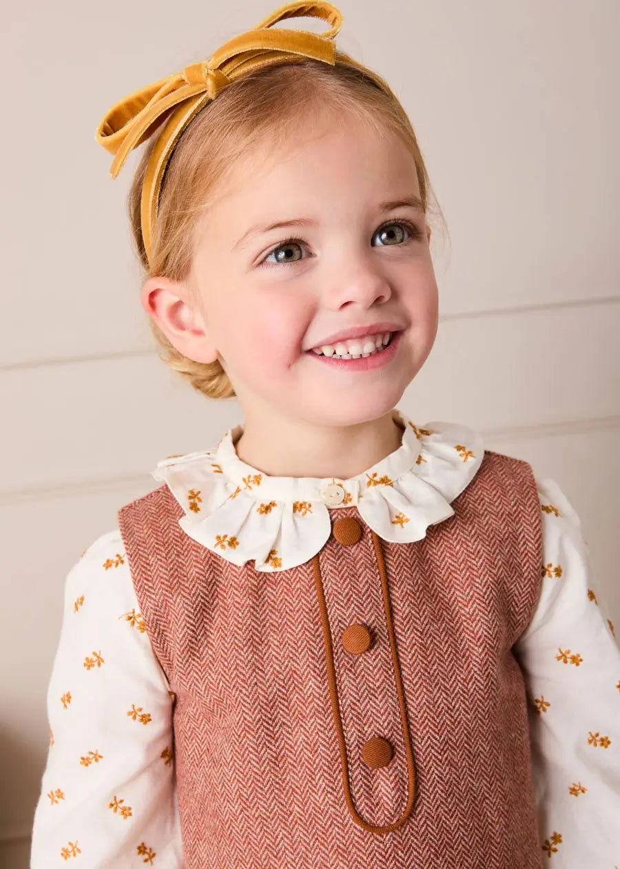 Hattie Floral Embroidered Long Sleeve Blouse in White (2-10yrs) Blouses from Pepa London
