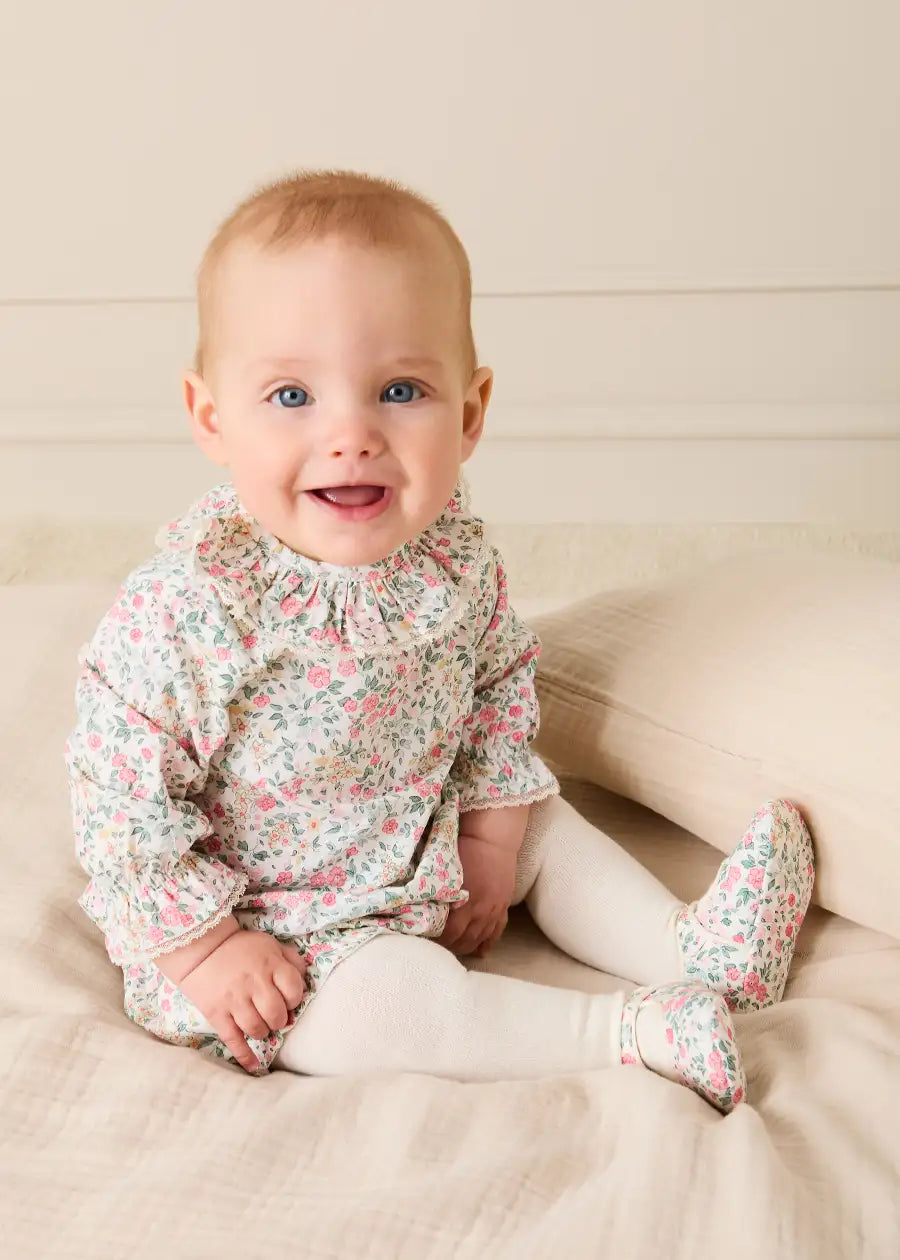 Violet Floral Bow Detail Bloomers in Pink (3mths-3yrs) Bloomers from Pepa London