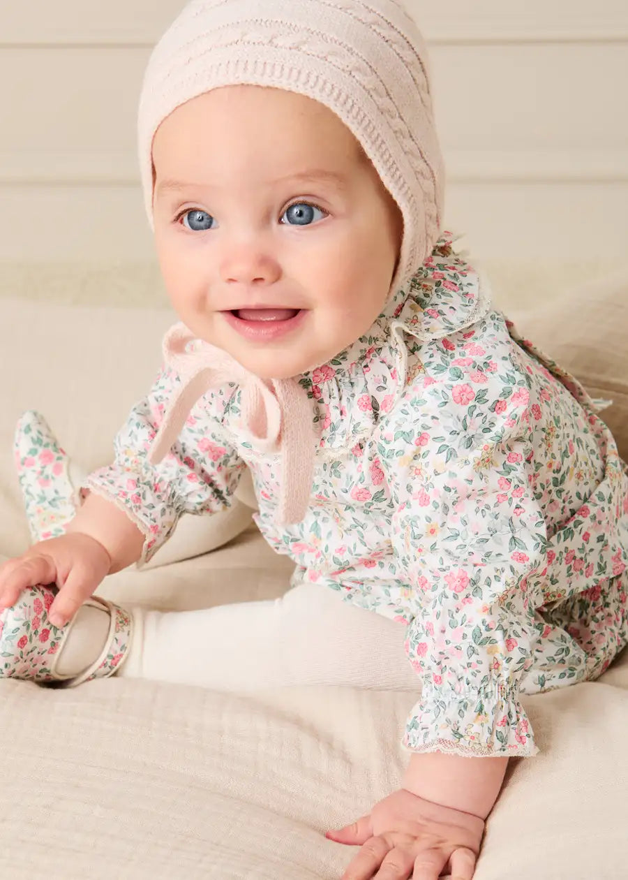 Violet Floral Frill Collar Blouse in Pink (3-12mths) Blouses from Pepa London