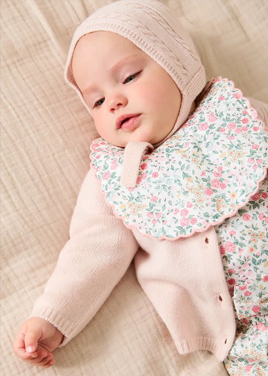 Violet Floral Pink Scallop Edge Bib in Pink Accessories from Pepa London