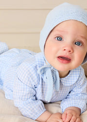 William Check Peter Pan Collar Shirt in Blue (3-12mths) Tops & Bodysuits from Pepa London