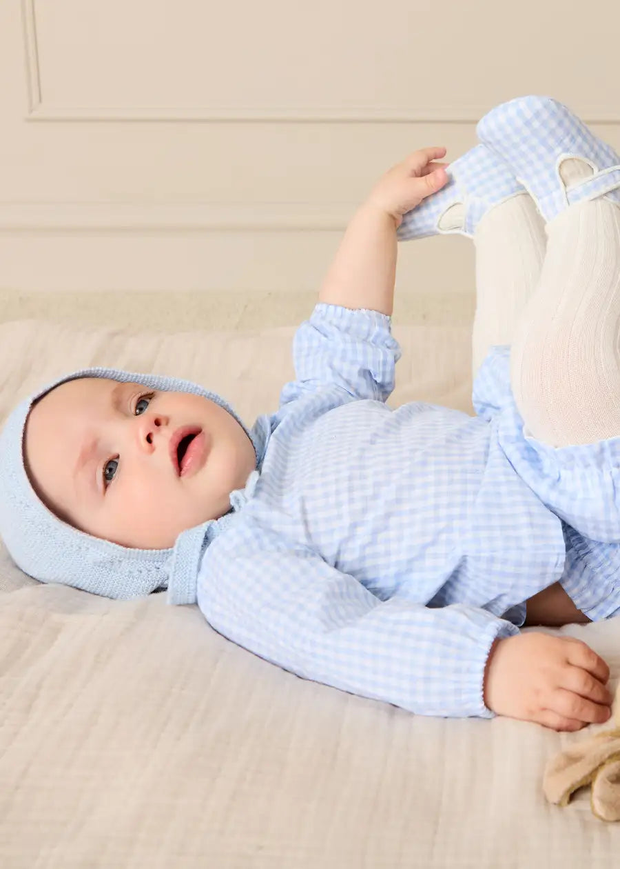 William Check Smocked Bloomers in Blue (3-12mths) Bloomers from Pepa London