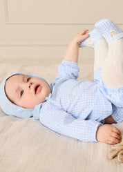 William Check Smocked Bloomers in Blue (3-12mths) Bloomers from Pepa London