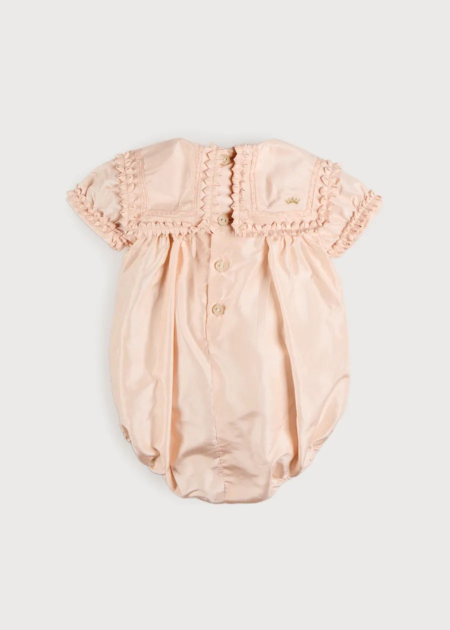 The Royal Silk Romper in Rose (6mths-3yrs) from Pepa London