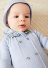 Evelyn Floral Peter Pan Collar Knitted All-In-One in Blue (1-6mths) Baby One-Pieces  from Pepa London