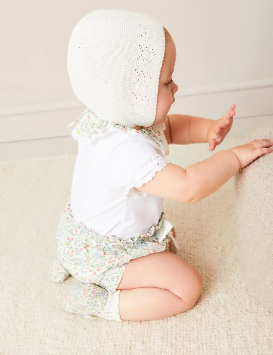 Cordelia Floral Bloomer with Bow in Pink Made with Liberty Fabric (1m-2yrs) Bloomers from Pepa London