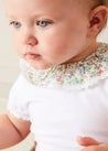 Cordelia Embroidered Double Collar Bodysuit in Pink Made with Liberty Fabric (1m-3yrs) TOPS & BODYSUITS from Pepa London