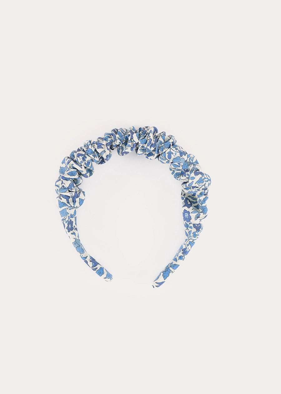Daphne Floral Scrunchie Hairband in Blue Hair Accessories from Pepa London