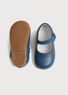 Leather Mary Jane Baby Shoes in French Blue (20-24EU) Shoes  from Pepa London