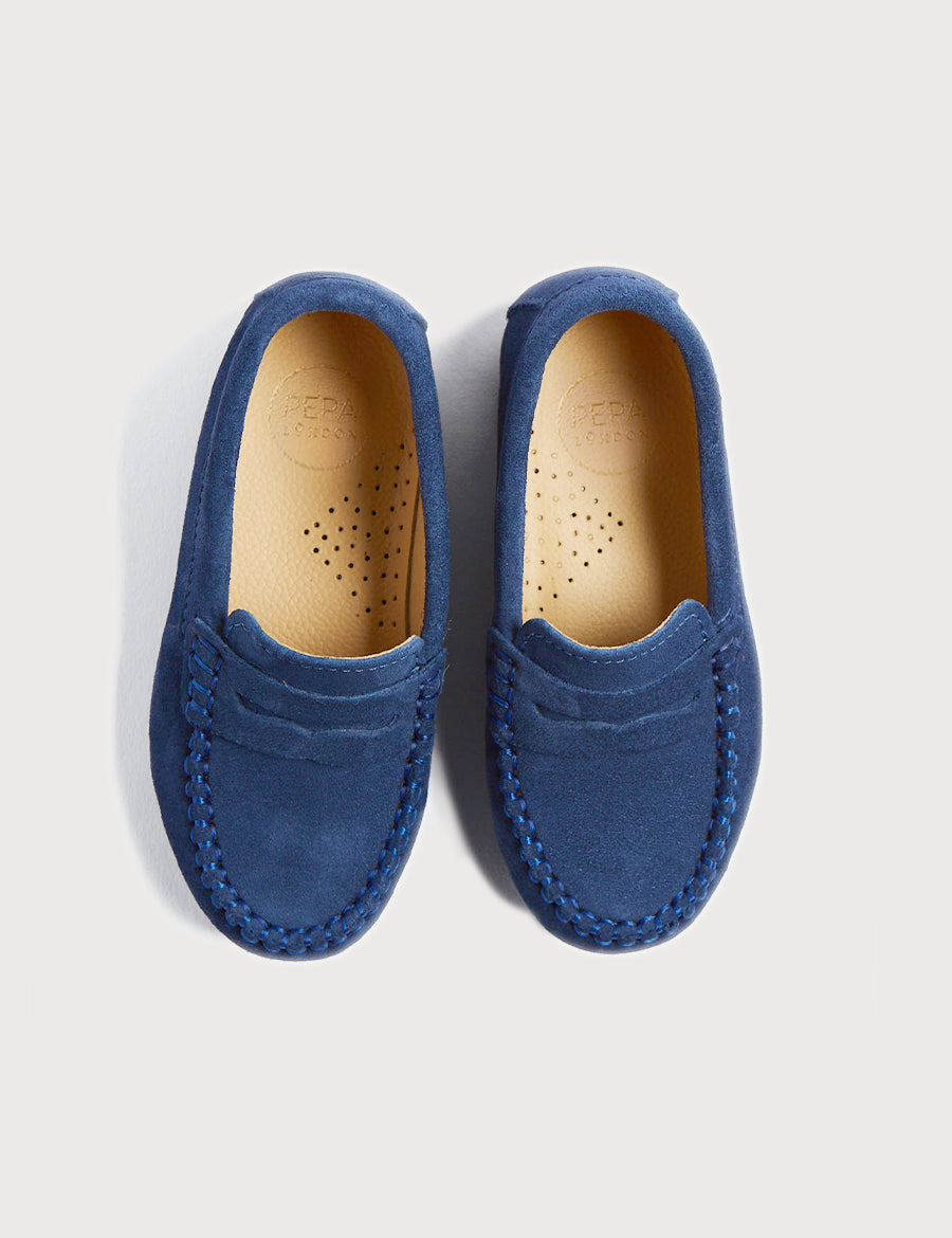 Suede Loafers in French Blue (25-34EU) Shoes  from Pepa London
