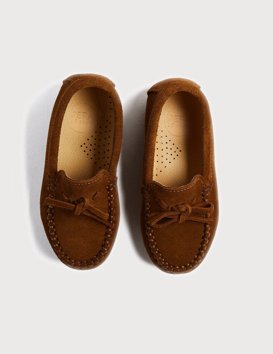 Suede Loafers in Camel Brown (25-34EU) Shoes  from Pepa London