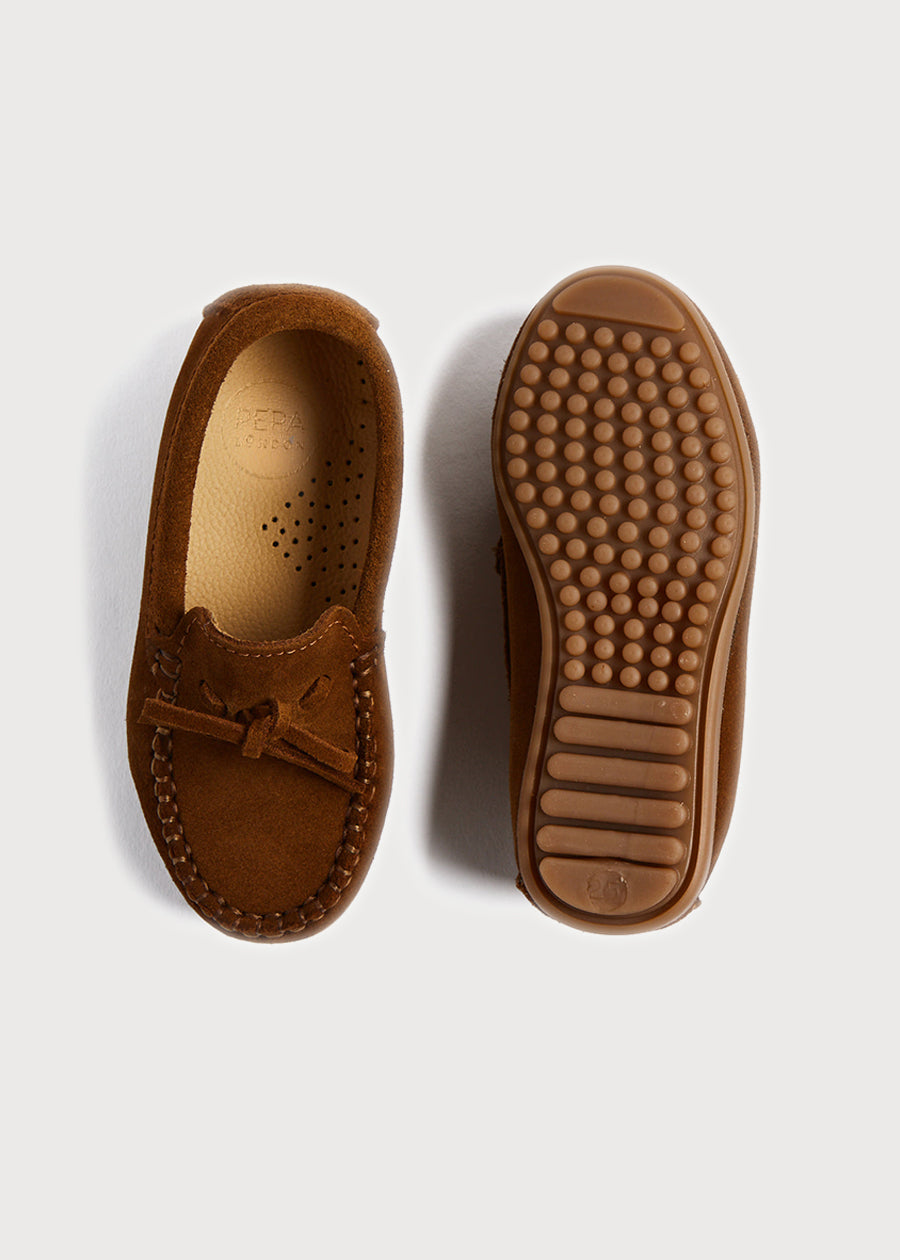 Suede Loafers in Camel Brown (25-34EU) Shoes  from Pepa London