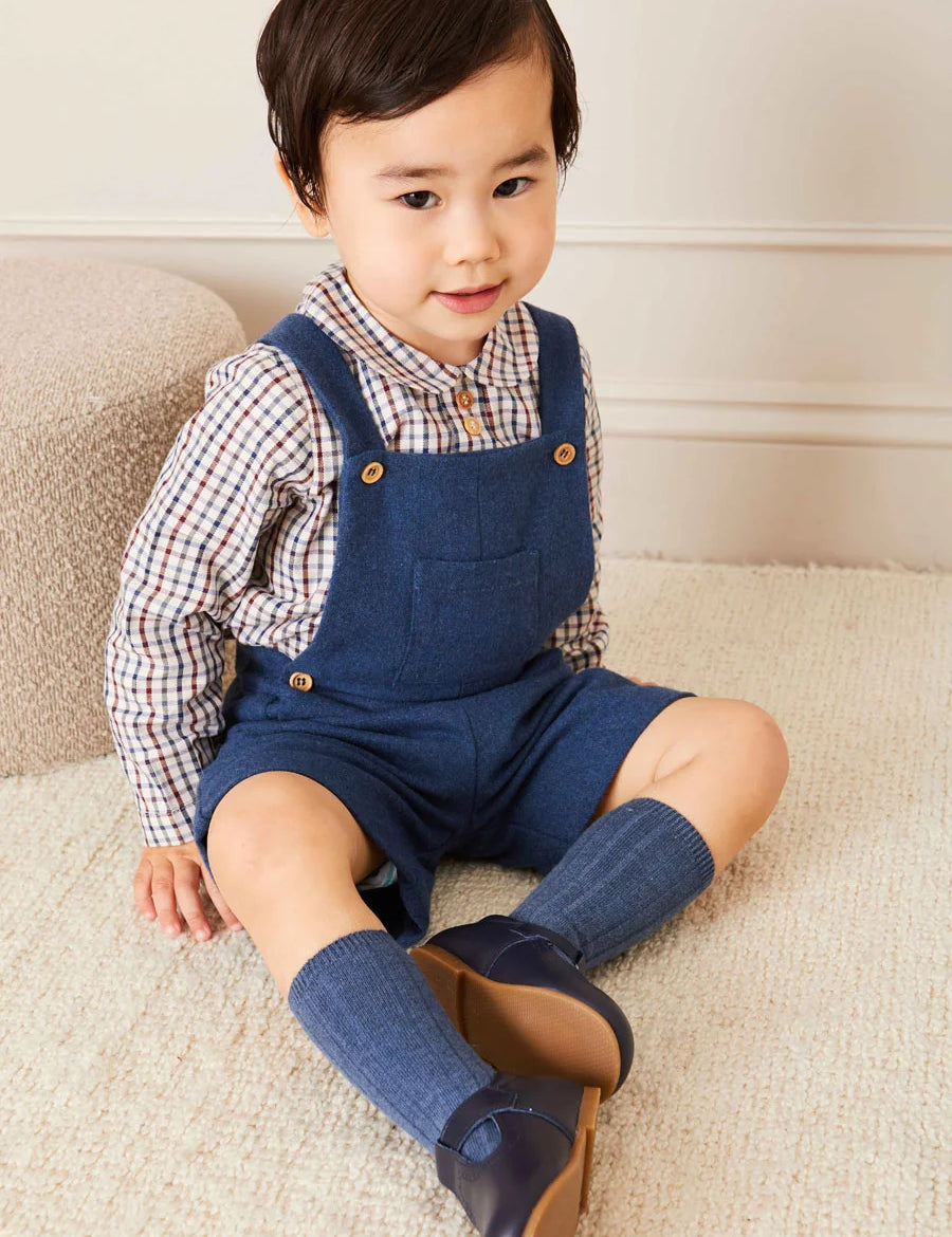 Checked Peter Pan Collar Long Sleeve Shirt In Beige (12mths-3yrs) SHIRTS  from Pepa London