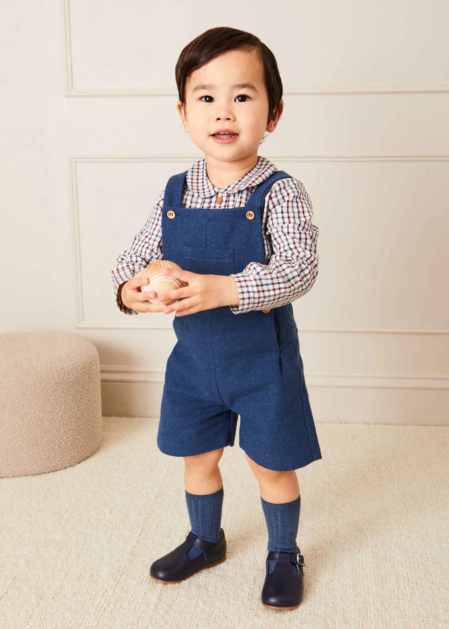 Wool Front Pocket Dungarees in Blue (18mths-5yrs) Dungarees from Pepa London