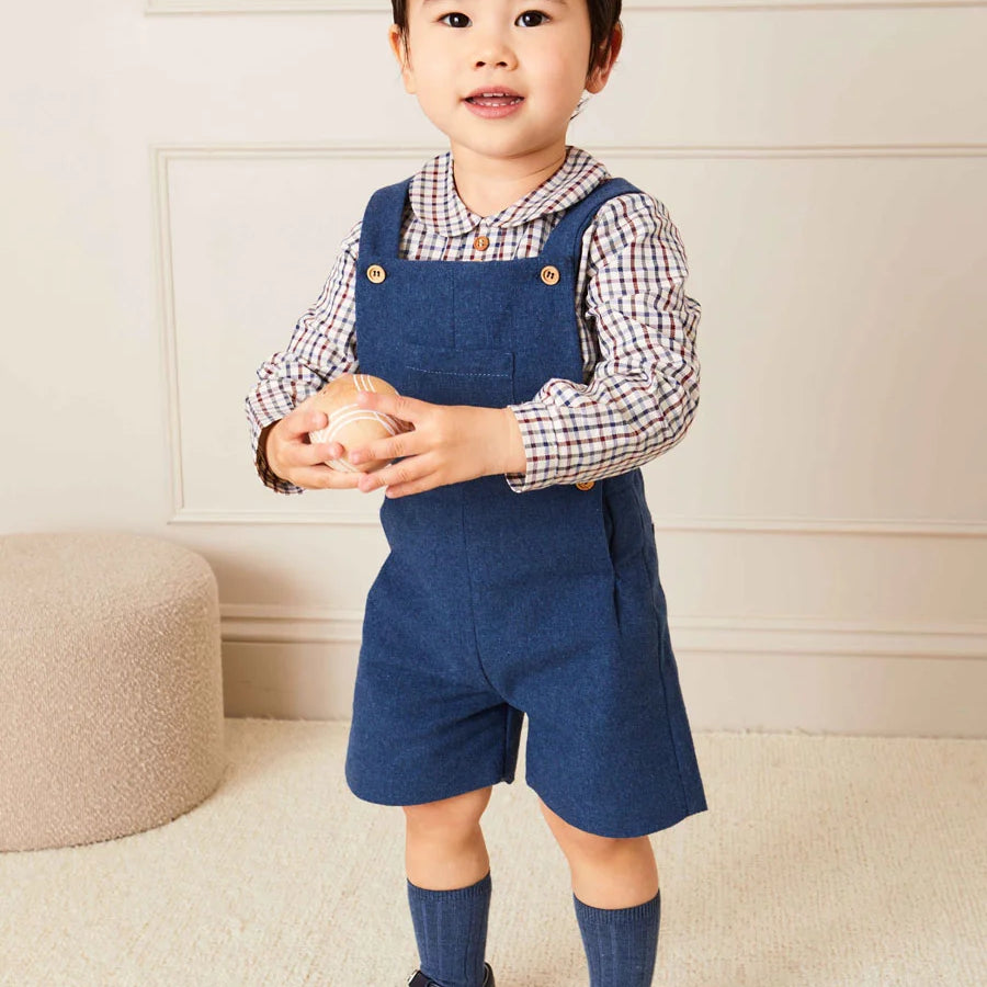 Wool Front Pocket Dungarees in Blue (18mths-5yrs) Dungarees from Pepa London