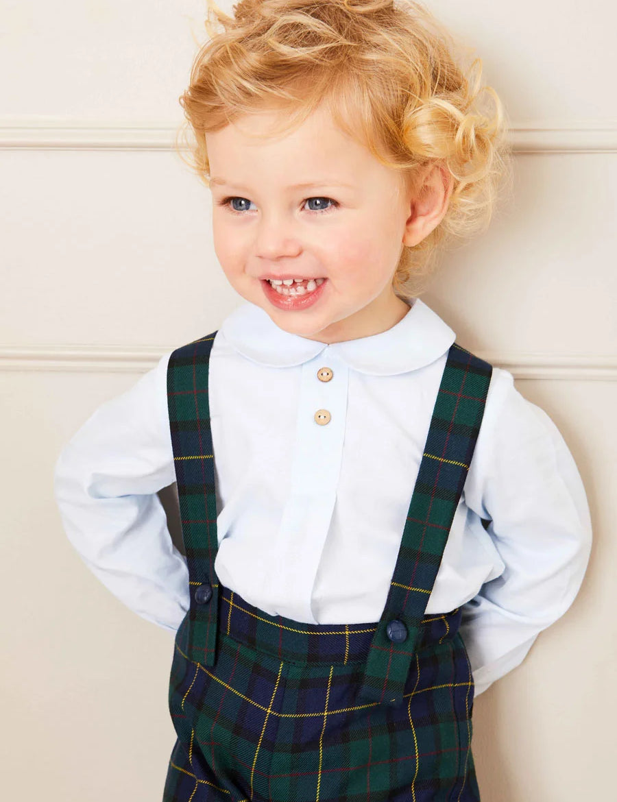 Windsor Tartan Trousers with Braces in Green (18mths-4yrs) Trousers  from Pepa London