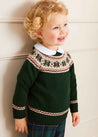 The Classic Green Fair Isle Merino Wool Jumper Baby Boy Look Look  from Pepa London