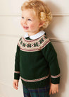 Classic Fair Isle Merino Wool Jumper in Green (12mths-10yrs) Knitwear  from Pepa London