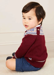 The Classic Burgundy Fair Isle Merino Wool Jumper Baby Boy Look Look  from Pepa London
