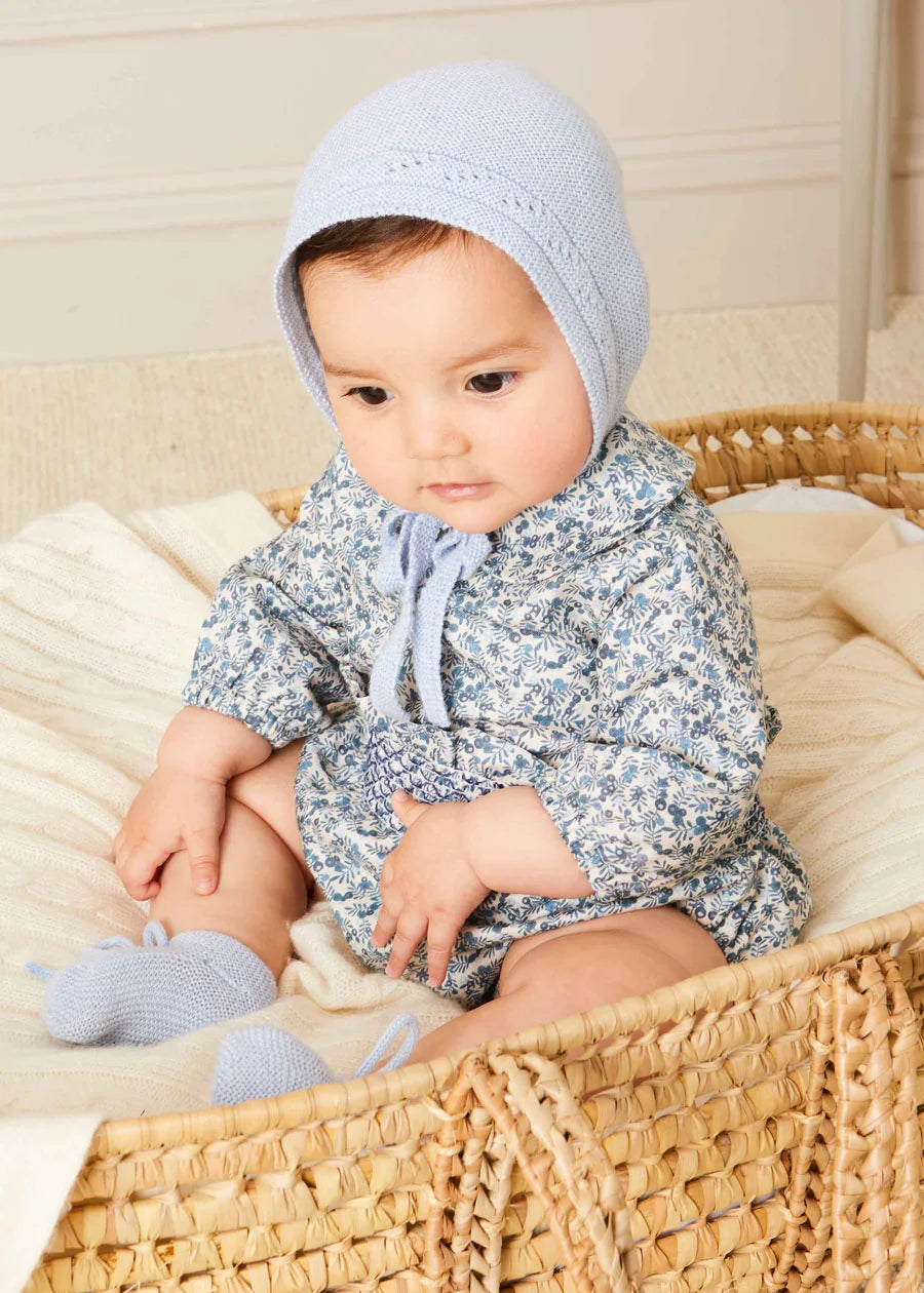 Evelyn Floral Long Sleeve Blouse in Blue (1-6mths) Blouses  from Pepa London
