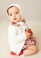 Openwork Cotton Knitted Bonnet in Cream (S-L) BONNETS from Pepa London