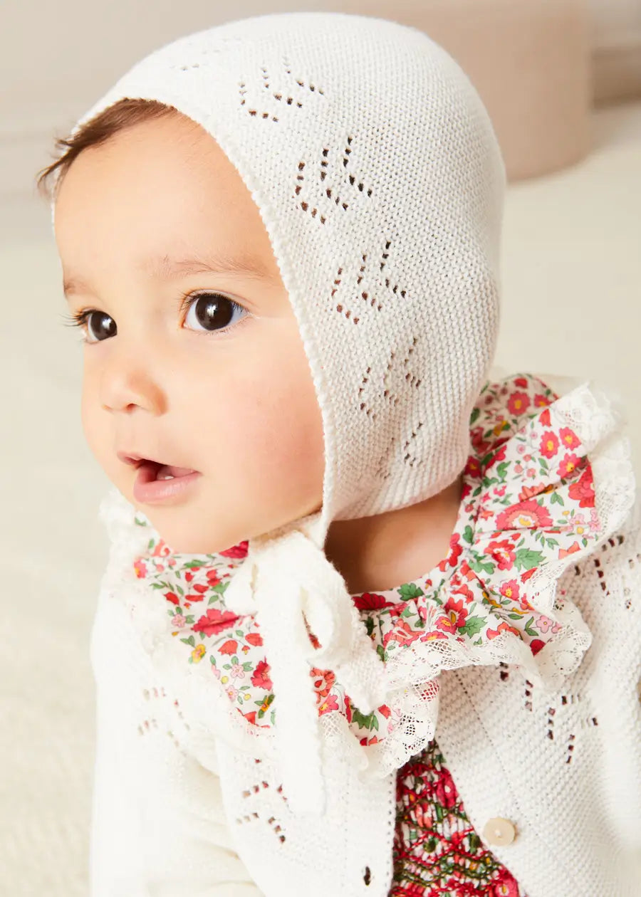Openwork Cotton Cardigan in Cream (6mths-10yrs) KNITWEAR from Pepa London