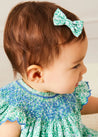 Adelaide Floral Small Bow Hair Clip in Green HAIR ACCESSORIES from Pepa London