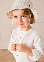 Linen Mao Collar Long Sleeve Shirt in White (12mths-10yrs)
