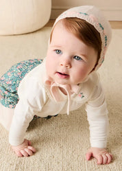 Floral Embroidered Collar Bodysuit in White (6mths-3yrs) Tops & Bodysuits from Pepa London