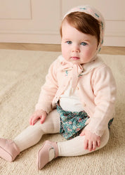Wildflower Embroidered Knitted Cardigan in Pale Pink (3mths-4yrs) Knitwear from Pepa London