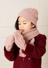 Cable Detial Knitted Mittens in Pink (S-L) Accessories  from Pepa London