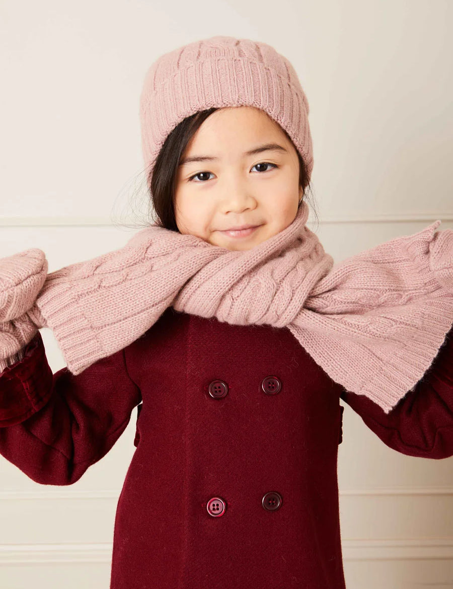 Cable Detail Knitted Scarf in Pink Accessories  from Pepa London