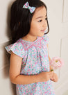 Amelia Floral Print Handsmocked Sleeveless Dress in Pink (12mths-10yrs) Dresses  from Pepa London