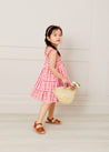 Check Smocked Strappy Dress in Coral (2-10yrs) Dresses  from Pepa London