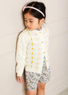 Floral Embroidered Openwork Cardigan in Beige (18mths-10yrs) Knitwear  from Pepa London
