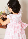 Audrey Toile Hand Smocked Double Breasted Sleeveless Dress in Pink (12mths-10yrs) DRESSES from Pepa London