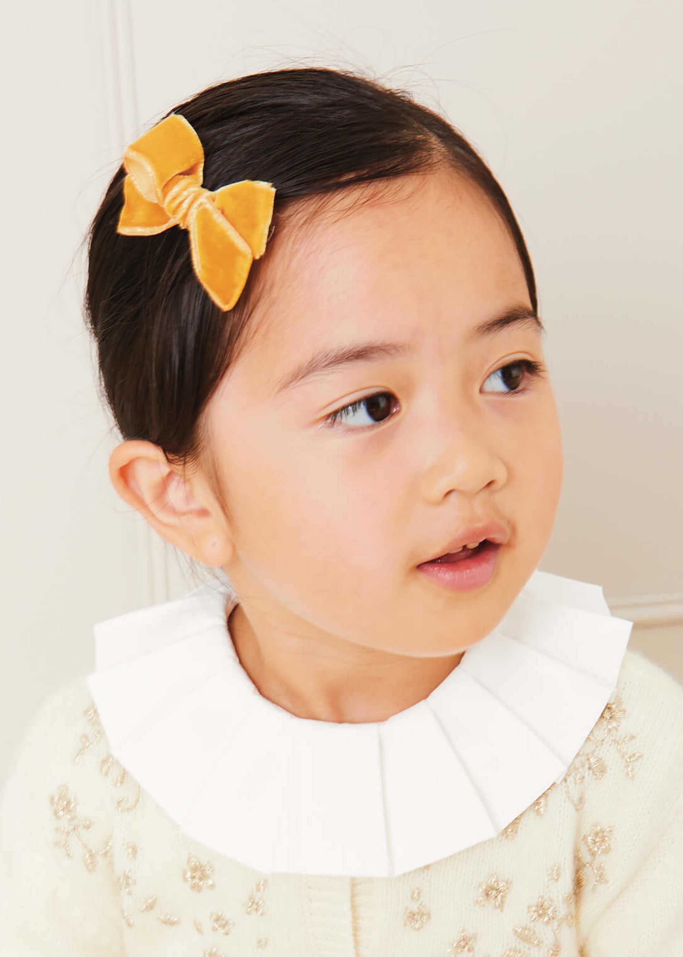 Velvet Medium Bow Hair Clip in Mustard Hair Accessories  from Pepa London