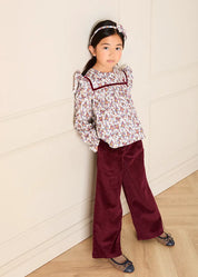 Plain Wide Leg Trousers in Burgundy (4-10yrs) Trousers from Pepa London