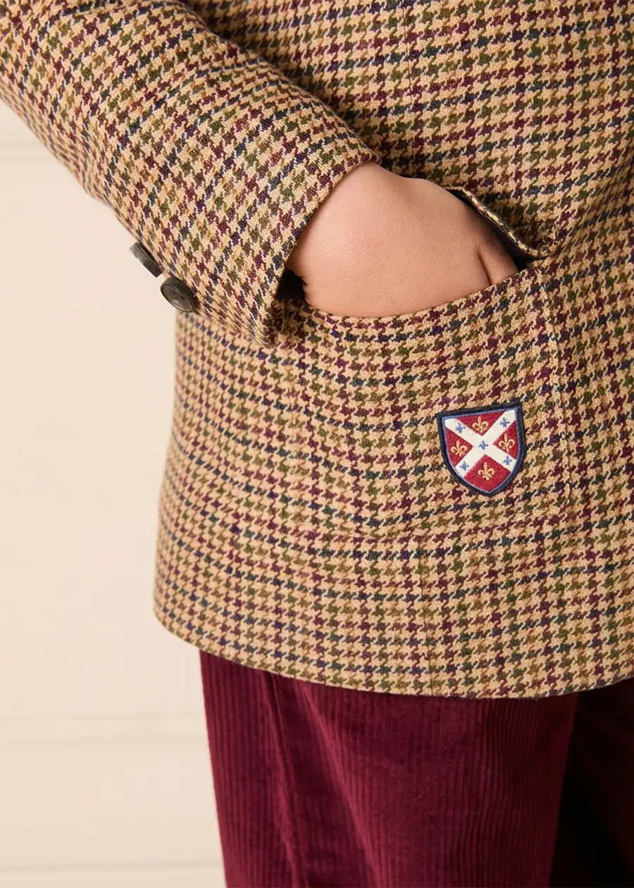 Glenmore Houndstooth Tailored Blazer in Brown (4-10yrs) Coats from Pepa London