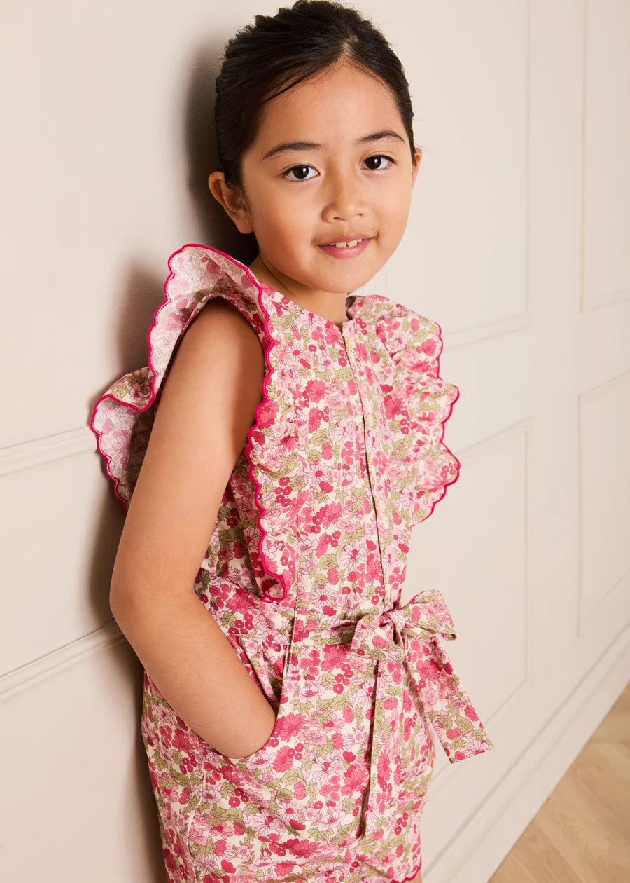 Margret Floral Ruffle Detail Playsuit in Pink (4-12yrs) Shorts from Pepa London