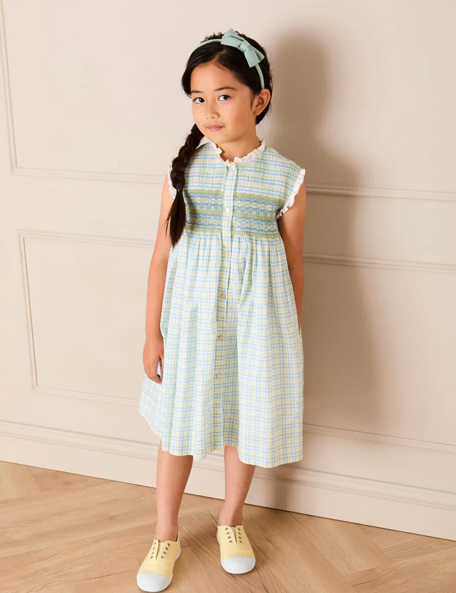 Pip Check Smocked Sleeveless Dress in Green (12mths- 10yrs) DRESSES from Pepa London