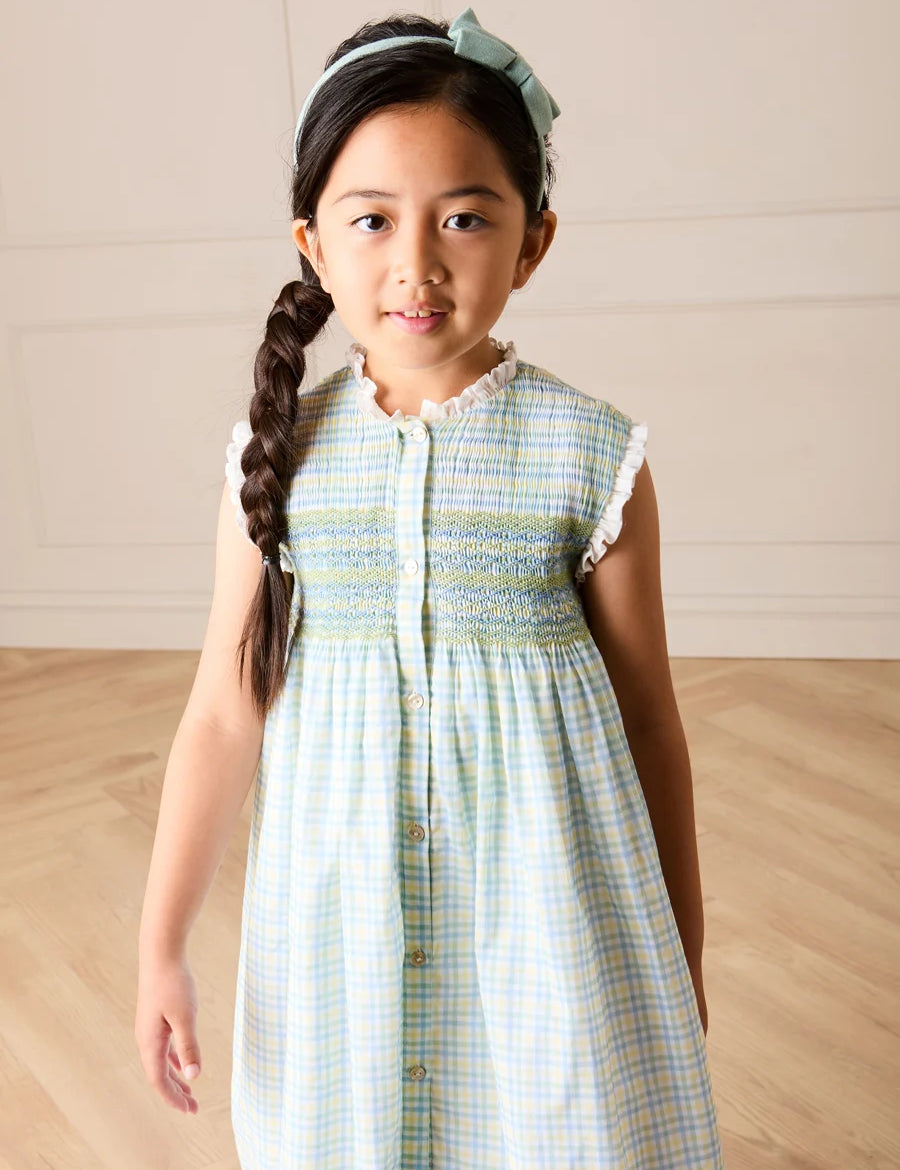 Pip Check Smocked Sleeveless Dress in Green (12mths- 10yrs) DRESSES from Pepa London
