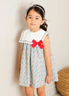 Evelyn Floral Sleeveless Bow Detail Trapeze Dress in Red (12mths-8yrs) DRESSES from Pepa London